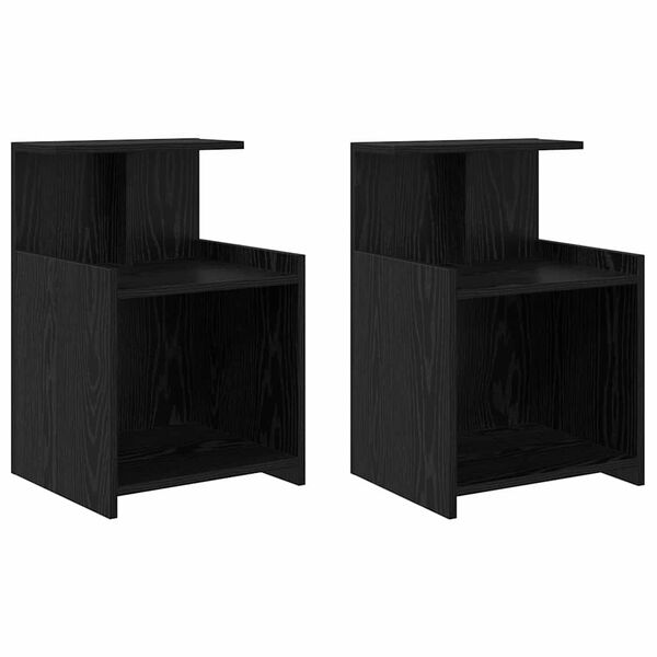 vidaXL Cabinet de chevet 2 pcs Ch&ecirc;ne noir 40 x 35 x 60 cm