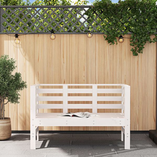 vidaXL Banc de jardin blanc 111,5x53x71 cm bois massif de pin