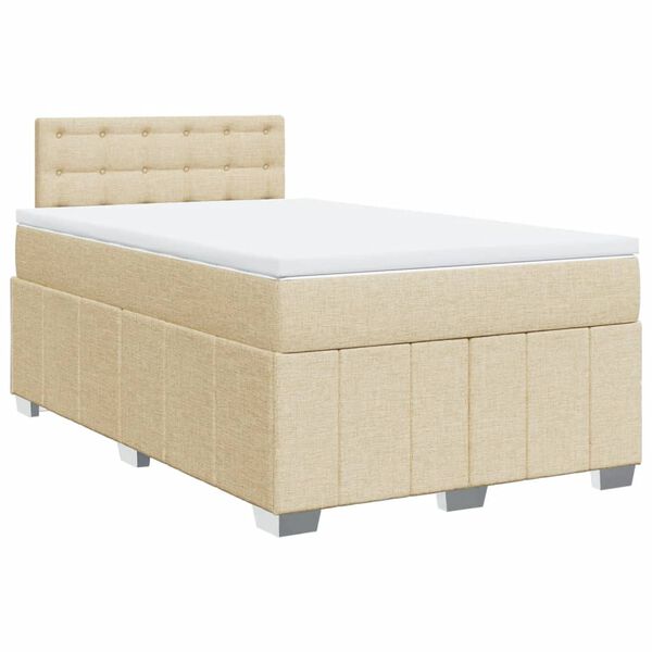 vidaXL Sommier &agrave; lattes de lit avec matelas Cr&egrave;me 120x200 cm Tissu