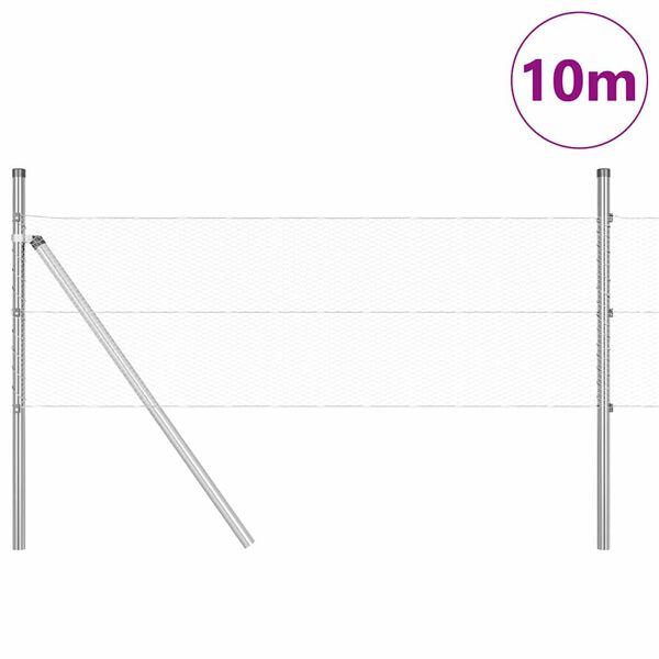 vidaXL Clôture avec poteaux Argent 0.4 x 10 m Acier recouvert de PVC