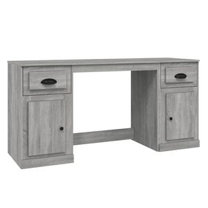 vidaXL Bureau avec armoire sonoma gris bois d'ing&eacute;nierie
