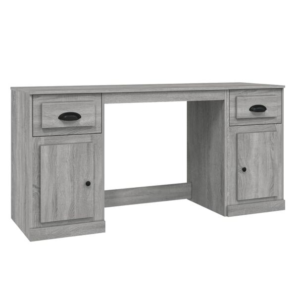 vidaXL Bureau avec armoire sonoma gris bois d'ing&eacute;nierie