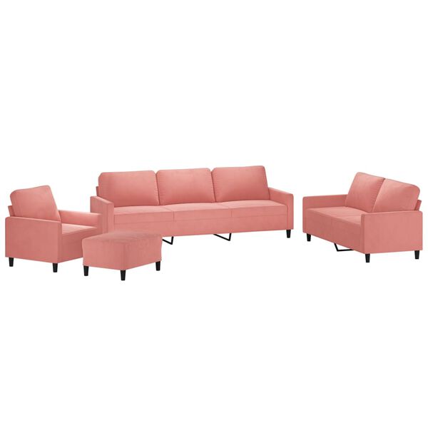vidaXL Ensemble de canap&eacute;s 4 pcs avec coussins Rose Velours