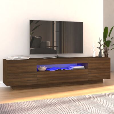 vidaXL Meuble TV avec lumières LED Chêne marron 160x35x40 cm