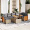 vidaXL Salon de jardin avec coussins 8 pcs beige r&eacute;sine tress&eacute;e acacia