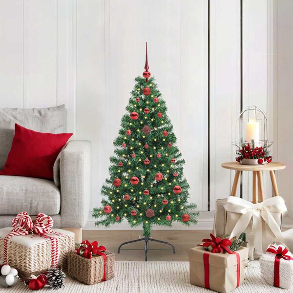 vidaXL Sapin de No&euml;l artificiel pr&eacute;-&eacute;clair&eacute; Vert 120 cm PVC