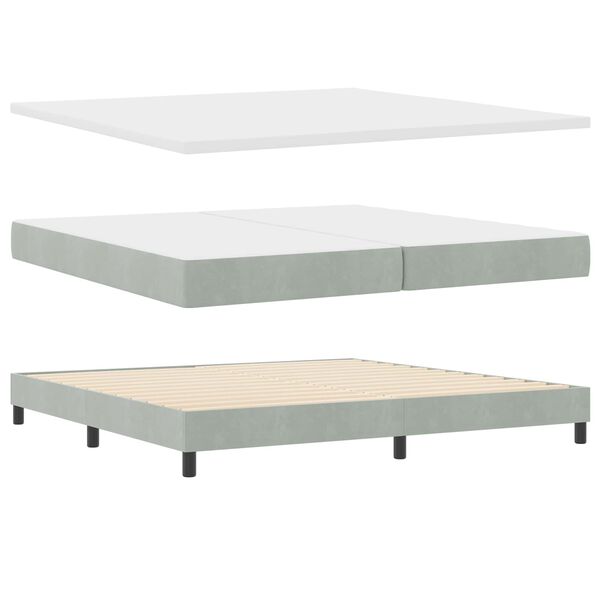 vidaXL Lit &agrave; ressorts avec matelas Gris clair 200 x 200 cm Velours