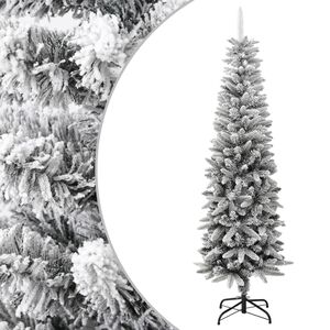 vidaXL Sapin de No&euml;l artificiel mince avec neige floqu&eacute;e 180 cm PVC/PE