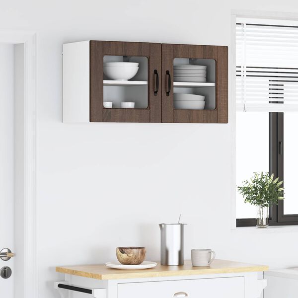 vidaXL Armoire de cuisine avec porte 2 pcs Ch&ecirc;ne brun 40 x 31 x 40 cm