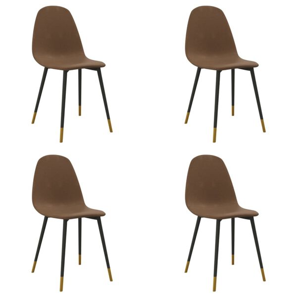 vidaXL Chaises &agrave; manger lot de 4 marron tissu