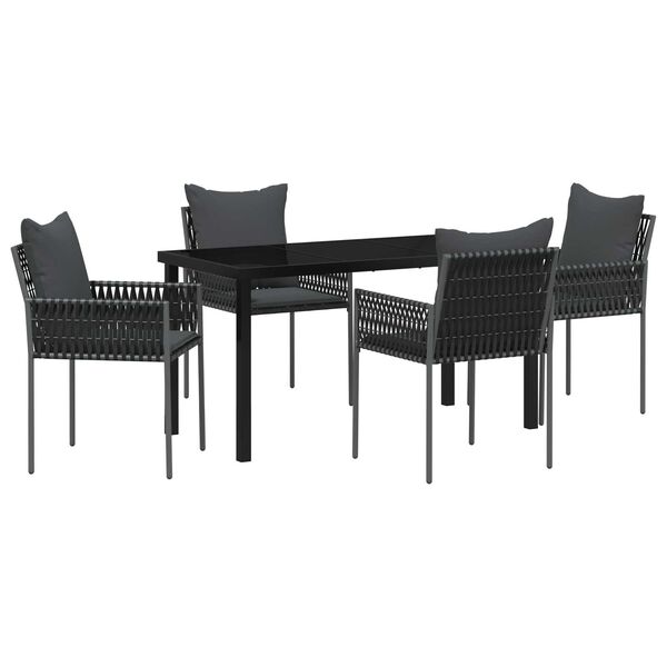 vidaXL Ensemble de salle &agrave; manger pour jardin 5 pcs Noir et gris