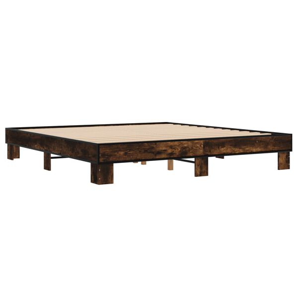 vidaXL Cadre de lit sans matelas ch&ecirc;ne fum&eacute; 180x200 cm