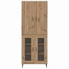 vidaXL Haut Armoire 2 pcs Bois Ancien Bois Agglom&eacute;r&eacute; et Verre