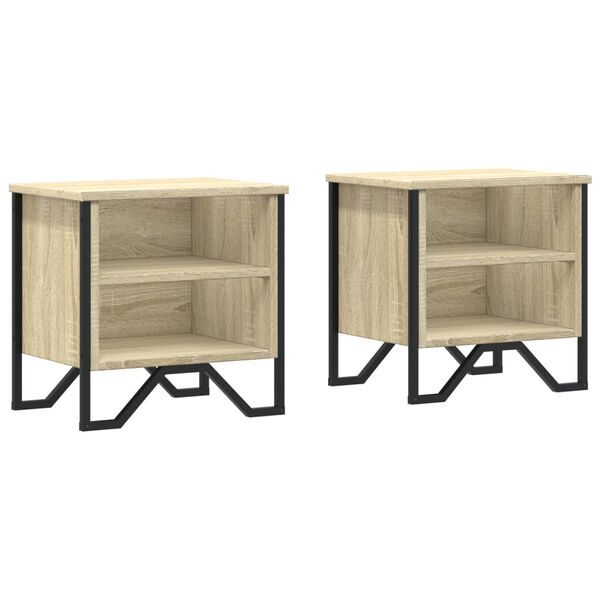 vidaXL Tables de chevet 2pcs ch&ecirc;ne sonoma 40x30x40cm bois d'ing&eacute;nierie