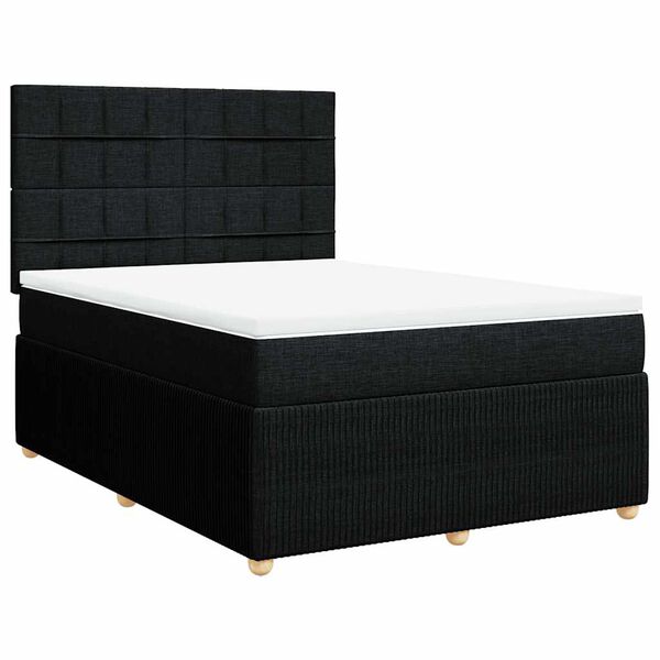 vidaXL Sommier &agrave; lattes de lit avec matelas Noir 140x200 cm Tissu