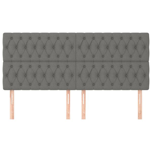 vidaXL T&ecirc;te de lit Gris fonc&eacute; 200 x 7 x 118/128 cm Tissu