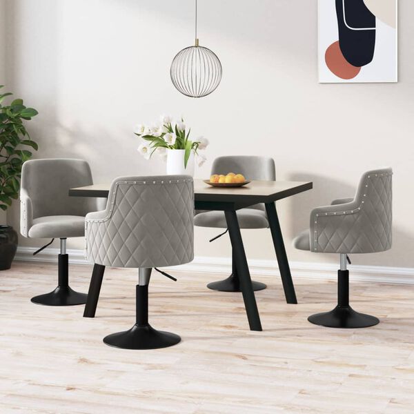 vidaXL Chaises &agrave; manger pivotantes lot de 4 Gris clair Velours