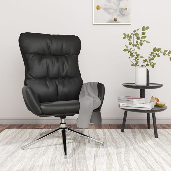 vidaXL Chaise de relaxation Noir Cuir v&eacute;ritable