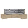 vidaXL Ensemble de canap&eacute; de jardin 4 pc Beige polyrotin