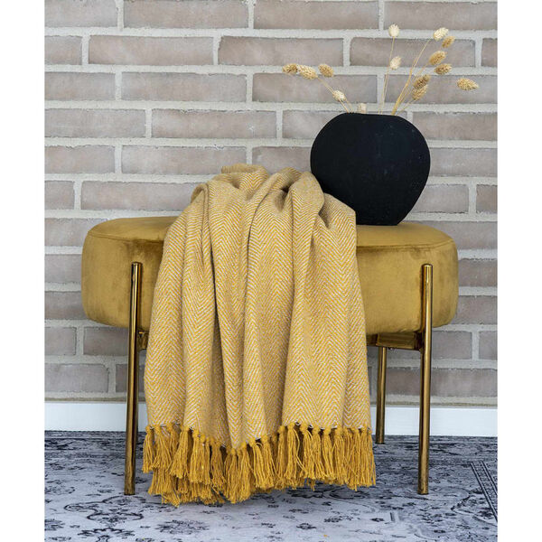 House Nordic Pouf Evie Jaune moutarde