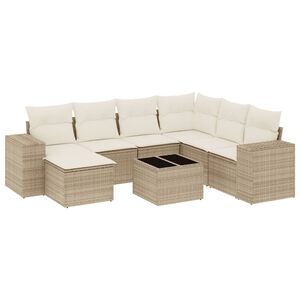 vidaXL Salon de jardin avec coussins 8 pcs beige r&eacute;sine tress&eacute;e
