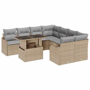 vidaXL Ensemble de canap&eacute; de jardin 9 pi&egrave;ces 8-Nombre de places Beige