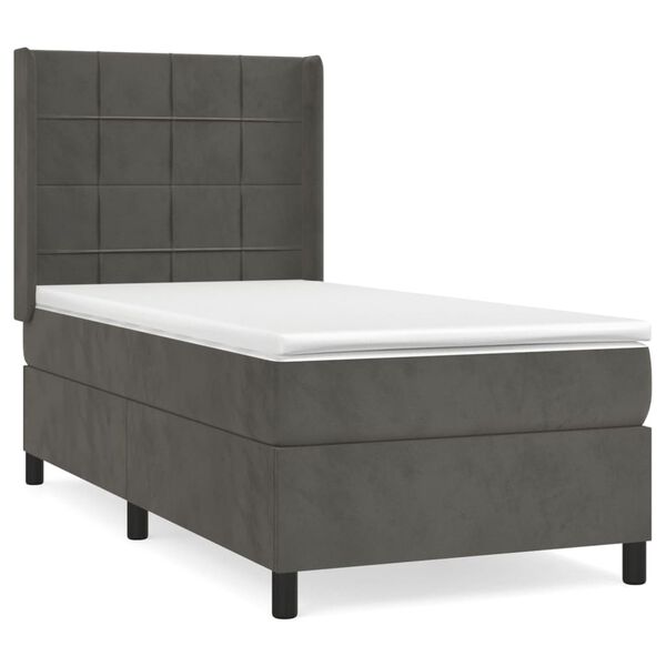 vidaXL Sommier &agrave; lattes de lit avec matelas Gris fonc&eacute; 100x200 cm
