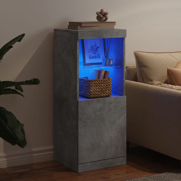 vidaXL Buffet avec lumi&egrave;res LED gris b&eacute;ton 41x37x100 cm