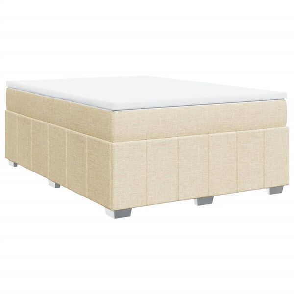 vidaXL Sommier &agrave; lattes de lit avec matelas Cr&egrave;me 160x200 cm Tissu