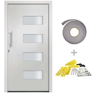 vidaXL Porte d'entr&eacute;e Aluminium et PVC Blanc 100x200 cm