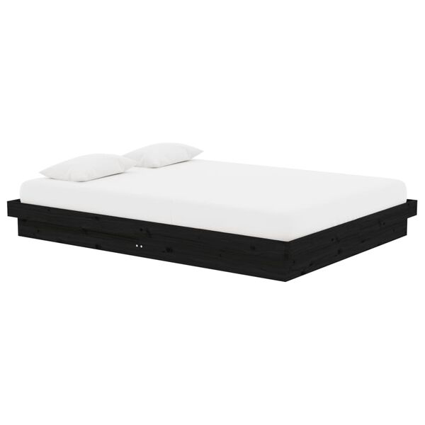 vidaXL Cadre de lit sans matelas noir bois massif