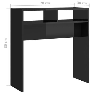vidaXL Table console Noir brillant 78x30x80 cm Aggloméré