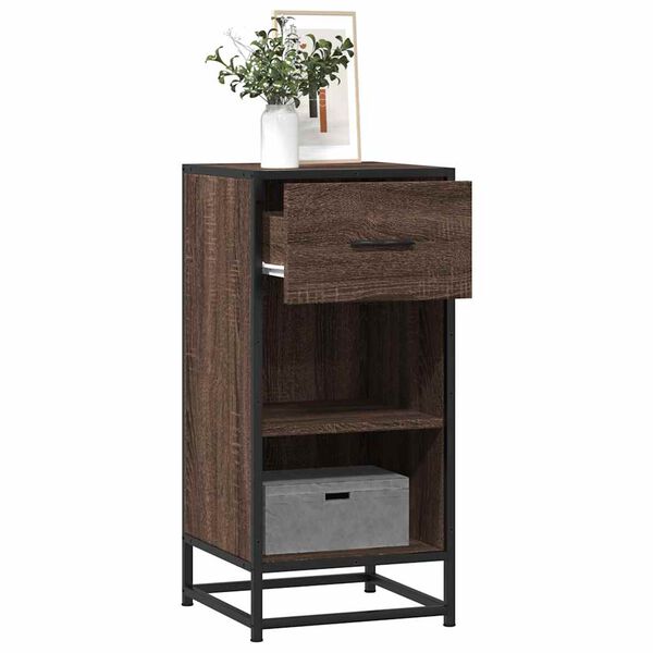 vidaXL Buffet ch&ecirc;ne marron 35,5x35x76 cm bois d'ing&eacute;nierie et m&eacute;tal