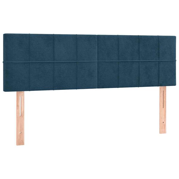 vidaXL T&ecirc;tes de lit Bleu fonc&eacute; 144 x 5 x 78/88 cm Velours