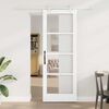 vidaXL Porte coulissante Blanc 78 x 211 cm Bois de pin massif et verre