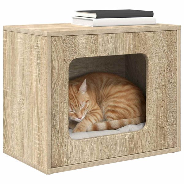 vidaXL Maison pour chat Sonoma 51 x 30 x 42 cm Bois d'ing&eacute;nierie
