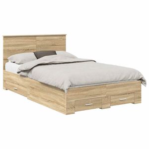 vidaXL Cadre de lit Ch&ecirc;ne Sonoma 135 x 190 cm Bois d'ing&eacute;nierie