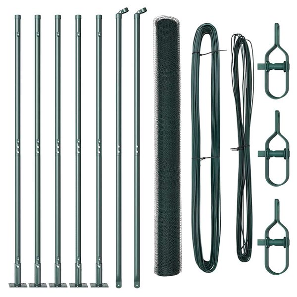vidaXL Clôture avec poteaux Vert 1.4 x 10 m Acier recouvert de PVC