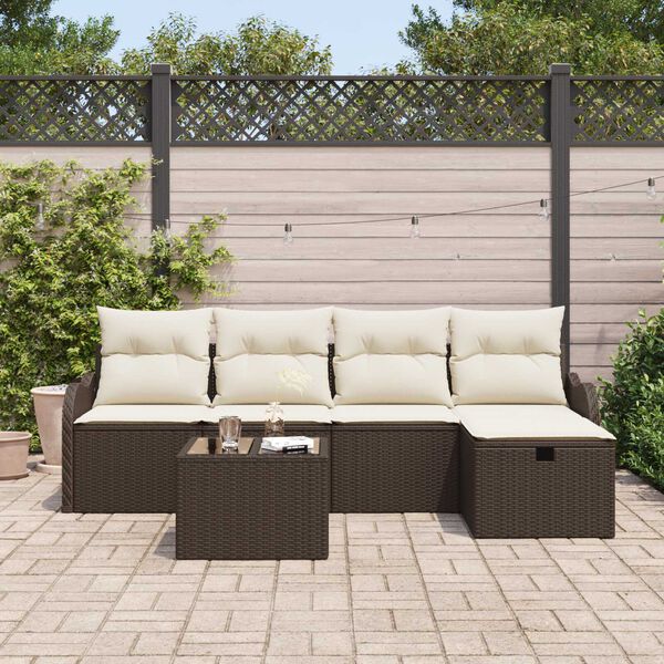 vidaXL Ensemble de canapé de jardin 6 pcs Marron Poly rotin