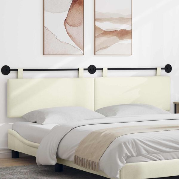 vidaXL T&ecirc;te de lit suspendue Montage mural Uni Cr&egrave;me 210 x 55 x 5 cm