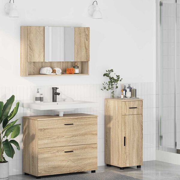 vidaXL Ensemble de mobilier de salle de bain 3 pcs Ch&ecirc;ne Sonoma