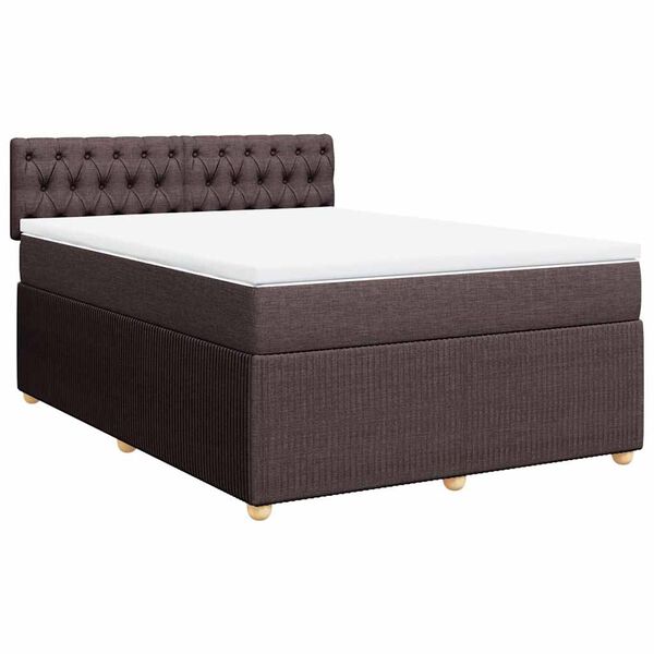 vidaXL Sommier &agrave; lattes de lit avec matelas Marron fonc&eacute; 140x190 cm