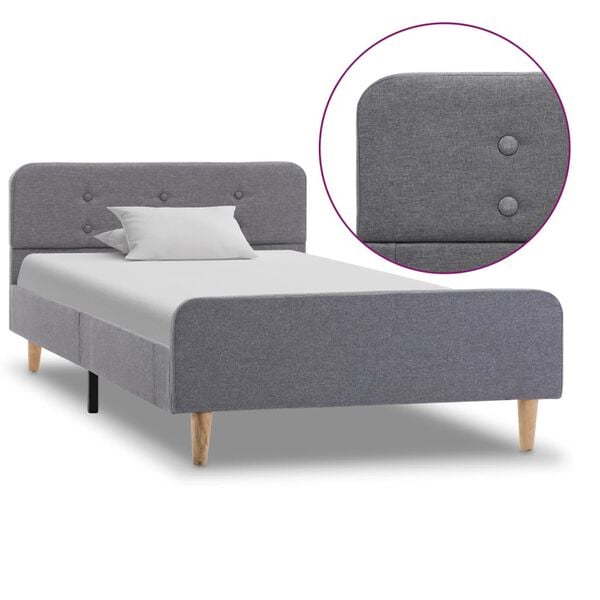 vidaXL Cadre de lit Gris clair Tissu 100 x 200 cm