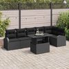 vidaXL Ensemble de canapé de jardin avec coussin 7 pcs Noir Poly rotin