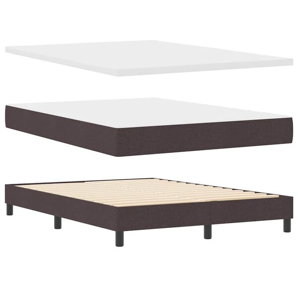 vidaXL Lit boxspring avec matelas Marron fonc&eacute; 140 x 190 cm tissu