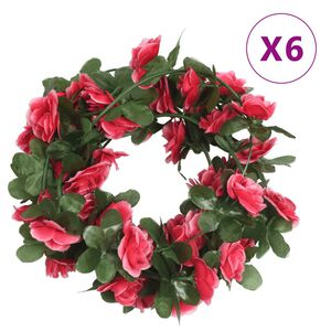 vidaXL Guirlandes de fleurs 6 pcs rouge ros&eacute; 250 cm