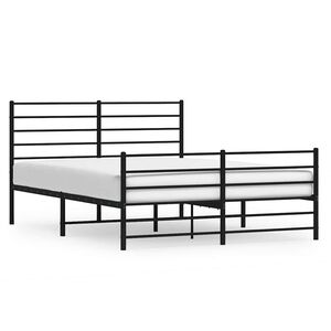 vidaXL Cadre de lit m&eacute;tal sans matelas avec pied de lit noir 135x190cm