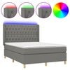 vidaXL Sommier &agrave; lattes de lit matelas LED Gris fonc&eacute; 140x200 cm Tissu