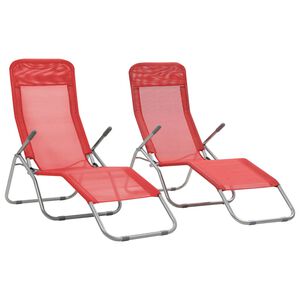 vidaXL Chaises longues pliables lot de 2 Textil&egrave;ne Rouge