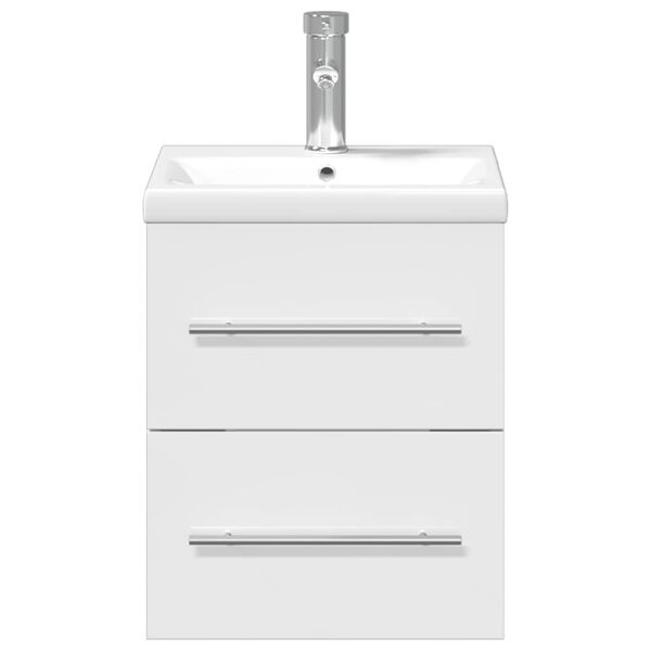 vidaXL Armoire lavabo de salle de bain bassin int&eacute;gr&eacute; blanc brillant